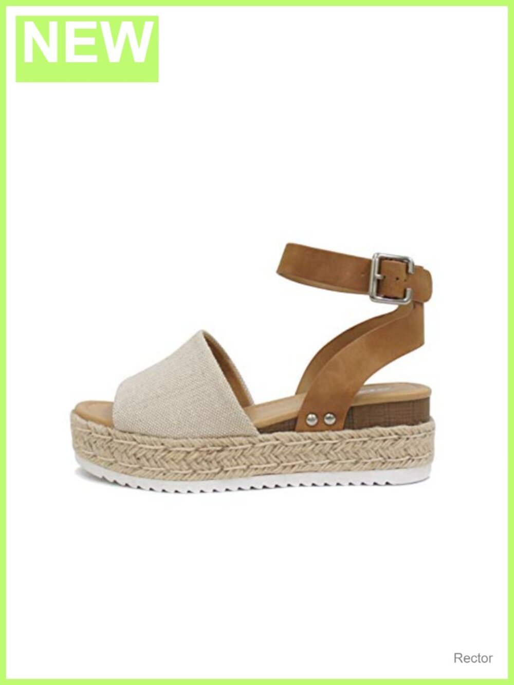 Soda Open Toe Buckle Ankle Strap Espadrilles Flatform Wedge Casual Sandal